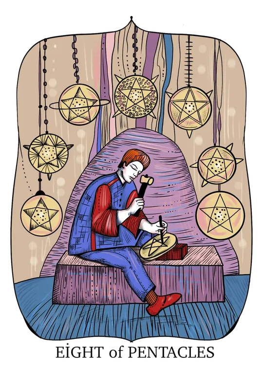 Eight of Pentacles tarot card